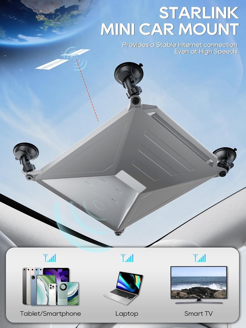 STOLAS Starlink Mini Mount, Secure Satellite Strong Suction Cup Mounting Kit for Sunroof Window, Stable Signal Case for Car RVs, Vans, Boat, Yachts, Trucks-Gray - Image 2